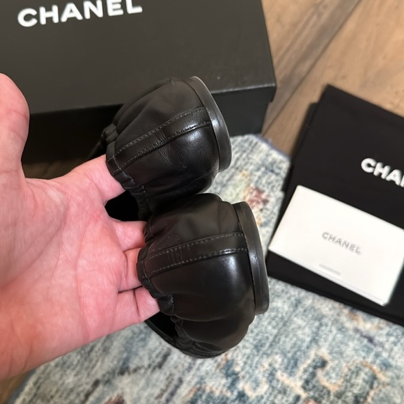 Chanel Matelasse cap toe black ballet loafers size 39.5 - Picture 7 of 11